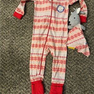 Cozy Red and White Kids Footie Pajamas